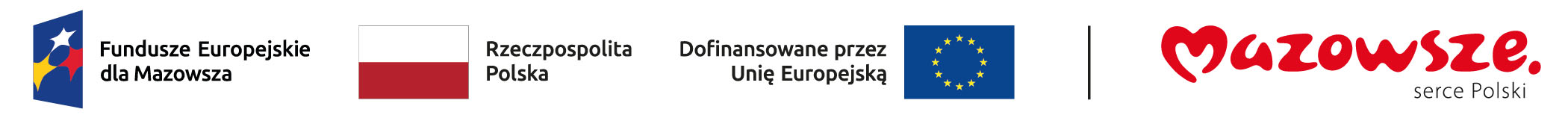 Logotypy od lewej do prawej: Fundusze Eropejskie Program Regionalny, Rzeczpospolita Polska, Mazowsze serce Polski, Unia Europejska Europejskie Fundusze Sktrukturalne i Inwestycyjne